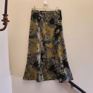 Vtg 90s Y2k Paisley Maxi Skirt Purple & Green Dark Fairy Whimsigoth Boho Earthy